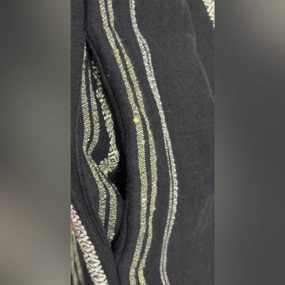 FREE PEOPLE BLACK STRIPED JUMPSUIT WIDE LEGS POCKETS TWIST FRONT SHIRRED… - Picture 9 of 10